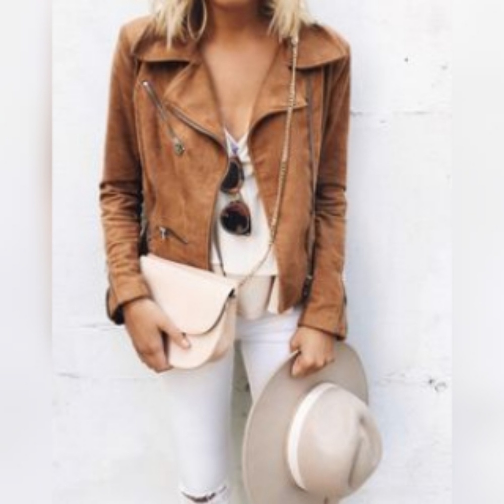 faux suede moto jacket